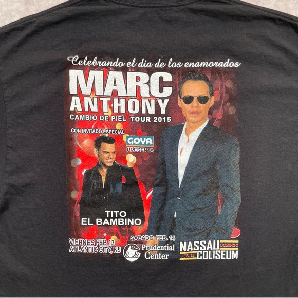 Marc Anthony 2015 Concert Tour T Shirt Mens L Black Double Sided Graphic Music - Picture 6 of 14